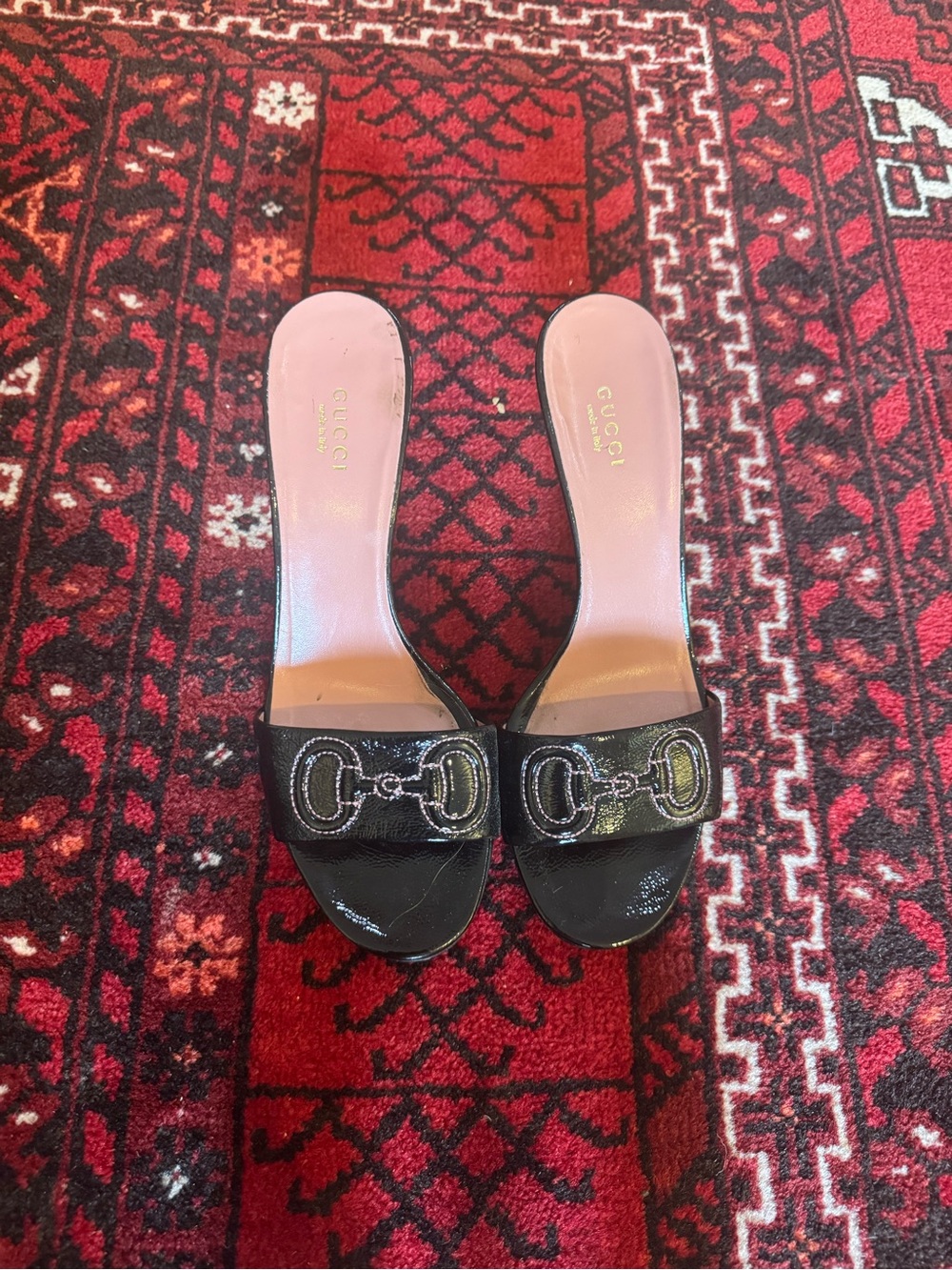 GUCCI Black Patent Leather Horsebit Sandals - Picture 3 of 7